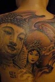 retour beau motif de tatouage fleur tête de Bouddha