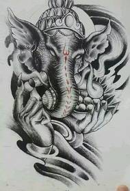 modello di tatuaggio classico fortunato fortunato elefante dio