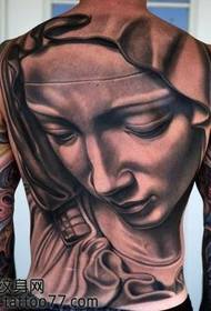 puna leđa uzorka tetovaže glave Virgin Mary