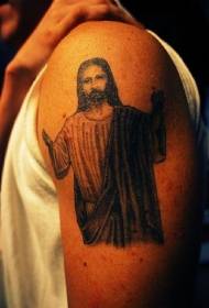 Axel svart Jesus klädd i en mantel tatuering mönster