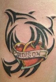 kolor nóg plemienny wzór tatuażu w kształcie serca