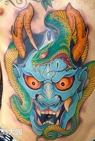 Abdominal Blue Prajna Tattoo Pattern