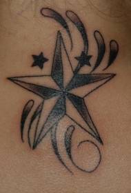 Neck Black Grey Pentagram Tribal Tattoo Pattern
