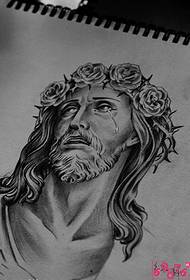 Bild av Jesus Kristus tatueringsmanuskript
