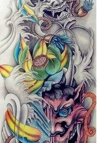 painted lotus-like tattoo pattern