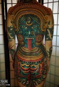 pilnas nugaros Indijos religinės piktogramos tatuiruotės modelis