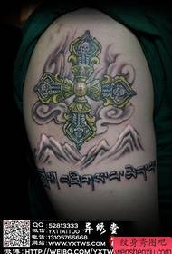 braço popular clássico de um padrão de tatuagem konjac religiosa