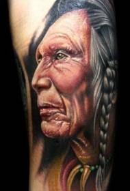 кольоровий реалістичний портрет давньоіндійських татуювань