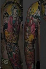 Huan arm Guanyin peony tattoo pattern