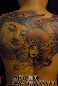 spate clasic model frumos tatuaj floare cap Buddha