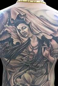 En lättnad av Guanyin Bodhisattva tatuering