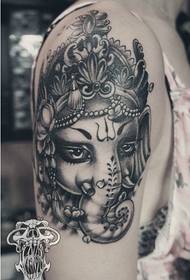 djevojka naoružati popularni klasični crno-bijeli slon tetovaža uzorak 157382-vrlo popularan ikonički bog vajra tetovaža uzorak
