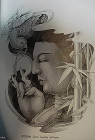 Tatuiruočių rodymo paveikslėlis „Guanyin“ tatuiruotės paveikslėlis