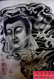 Tajjeb ħafna b'ħafna griż iswed b'disinn tat-tatwaġġ tal-lotus tal-lotus Guanyin