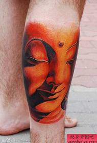 Saqajn maskili ta 'l-għamla klassika tat-tatwaġġ ras Buddha klassika ikkulurita