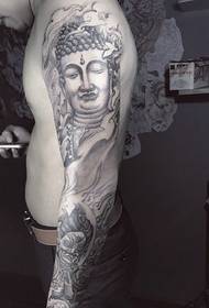 arm black ash like Buddha tattoo pattern