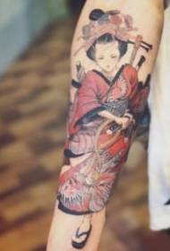 日本の芸者スタイルのタトゥー写真のクリエイティブセット