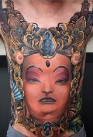 boys belly painting watercolor sketch Domineering Maitreya Buddha large area tattoo pictures