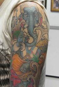 لون ذراع زهرة حالمة الهندي الفيل إله وشم صورة