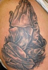 spalla tatuaggio nero cenere rotto preghiera modello di tatuaggio a mano