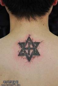back branded cracked six-pointed star tattoo pattern
