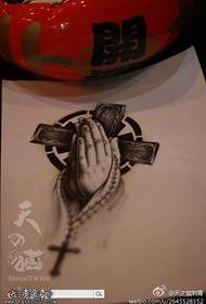 Prayer Hands Cross Tattoo Manuscript Works shared by Tattoo Shop