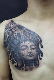 A férfi mellkas klasszikus tibeti király Buddha tetoválásmintája