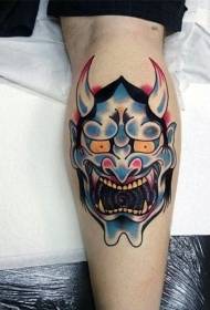 Японская маска с привидениями татуировка Призрачная маска с клыками