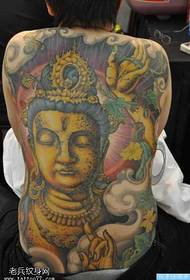 buong likod ng gintong bato na pattern ng tattoo ng Guanyin