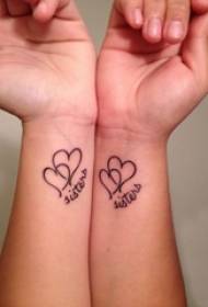 Kæreste arm på sort linje kreative litterære hjerte tatovering billede