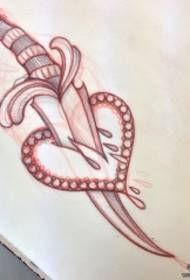 Eurooppalainen ja amerikkalainen koulu tikari sydän tatuointi tatuointi käsikirjoitus