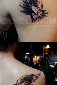 shoulder beautiful popular couple wings tattoo pattern