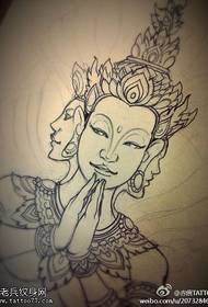 बौद्ध चार-चेहरा बुद्ध टॅटू हस्तलिखित चित्र