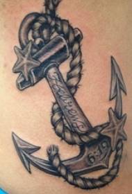 Boys Kthesë Kthesat e Zeza Gri E Zezë Këshilla Tattoo Anchor Exquisite Anchor Tattoo