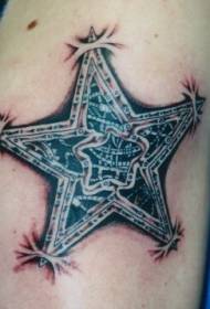 Estrella mecànica de cinc puntes amb patró de tatuatge de cuir esquinçat
