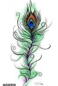 手稿美麗的孔雀羽毛紋身圖案