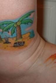Fodfarvet flammestjerne og ørkenø tatovering