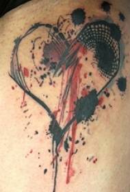Školjka bedra oslikala akvarel crtež crvenu crnu kontrastnu boju srca tetovaža slika