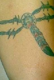 Native American Barb Vine Feather Tattoo Muster