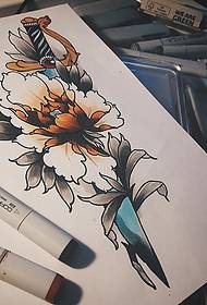 यूरोपीयन र अमेरिकी स्कूल पेनी फूल डगर टैटू पाण्डुलिपि