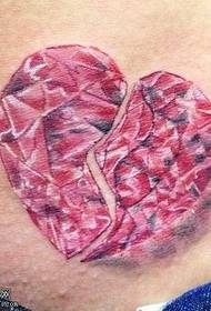 Skaisti uzlauzts mīlas dimanta tetovējuma raksts uz vēdera