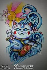 Cartoon šťastné mačky rukopis tetovanie vzor