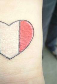 Poignet simple coeur avec motif de tatouage de couleur italienne