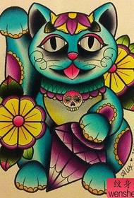 Цветен привличащ модел на татуировка на котка