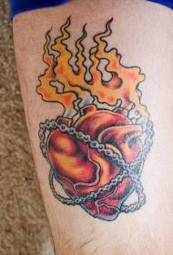 Been kleur vlam hart ketting tattoo foto