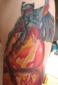 Lub xub pwg xim Lub pob zeb Boba Fett nplaim Ntse Hnub Qub Tattoo