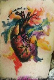 Padrão de tatuagem de coração bonito aquarela lado da cintura