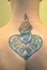 Modello di tatuaggio di candela d'amore di colore posteriore