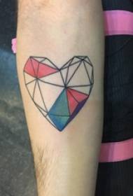 Boys arm painted sketch geometric elements heart shaped stereo tattoo pictures