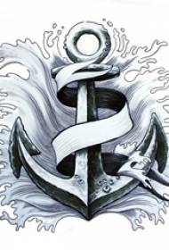 Manoscritto creativo di tatuaggio di ancoraggio creativo stile navy schizzo nero grigio